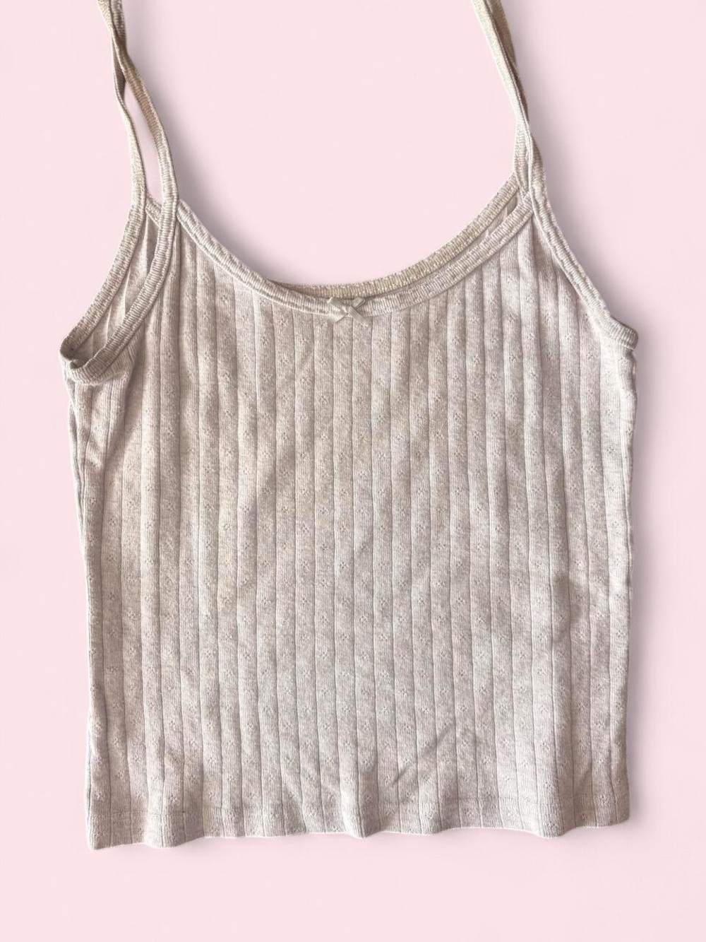 Brandy Melville Ribbed Spaghetti Strap Tank - Grey